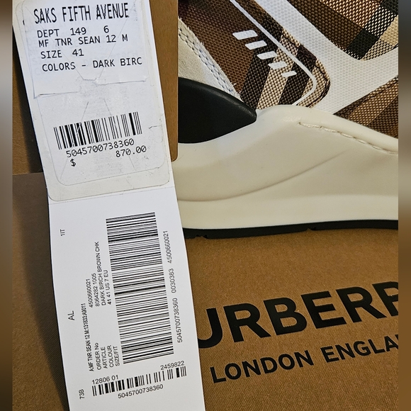 Burberry Mens Sean Vintage Check Canvas Fashion Sneakers Size 41/ 8 US - Picture 15 of 16